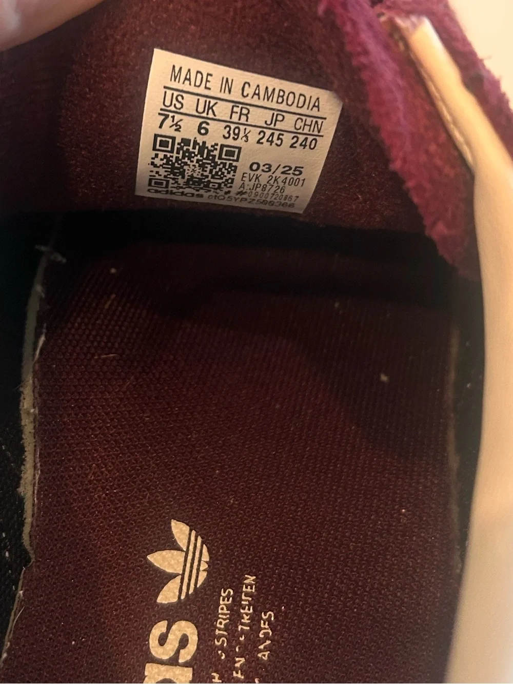 adidas Spezial Burgundy Sneakers Women’s 7.5 - Picture 7 of 8